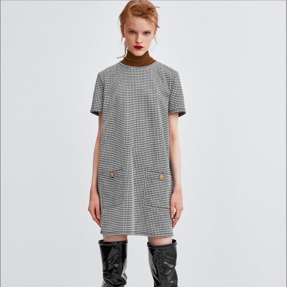 Zara Dresses & Skirts - Zara Trafaluc houndstooth straight cut mini dress